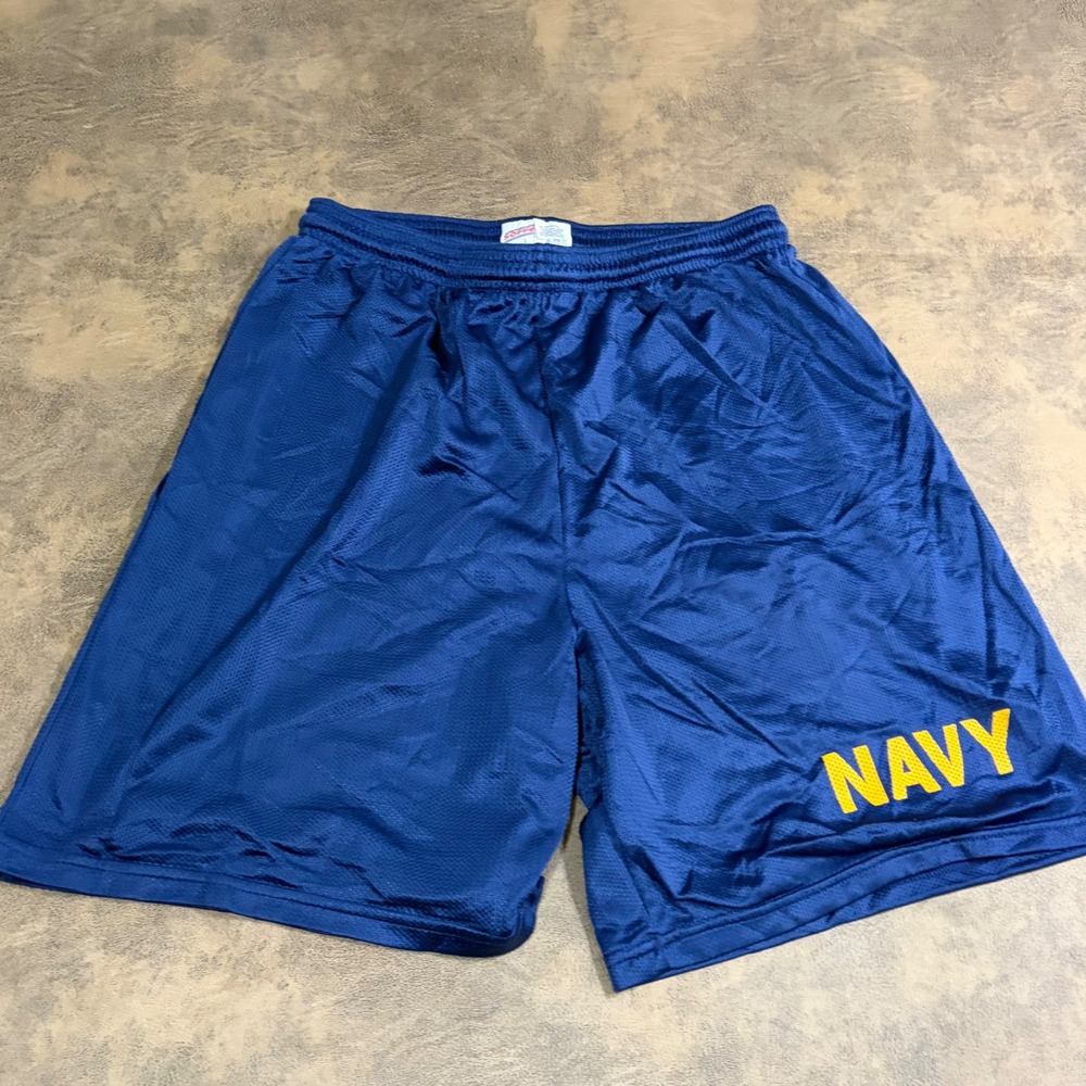 Soffe Athletic Shorts Mens Large Blue Navy PT Mesh Training Drawstring 5271 VTG